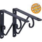 Badem10 Raf Altı Raf Tutucu Ayak Ferforje Siyah 145 x 195 mm 2 ADET