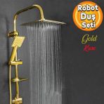 Badem10 Robot Tepe Duş Seti Takımı Shower Yağmurlama Kare Banyo Masaj Duş Başlığı Sistemi Gold - Krom