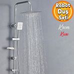 Badem10 Robot Tepe Duş Seti Takımı Shower Yağmurlama Kare Banyo Masaj Duş Başlığı Sistemi Krom