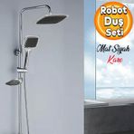 Badem10 Robot Tepe Duş Seti Takımı Shower Yağmurlama Kare Banyo Masaj Duş Başlığı Sistemi Siyah Krom