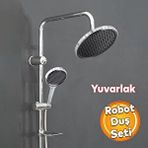 Badem10 Robot Tepe Duş Seti Takımı Shower Yağmurlama Yuvarşal Lüx Banyo Masaj Duş Başlığı Sistemi Krom