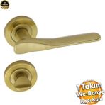 Badem10 Royal Titanyum Gold Wc Banyo Kapı Kolu Daire Rozetli Sürgülü Kapı Sağ Sol Uygun Kolları Kulpu Uyumlu - Altın