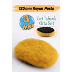 Badem10 Sarı Renk (3 Adet) Ø 125 mm Orta Sert Koyun Kuzu Postu Pedi Pasta Cila Polisaj Cırt Tabanlı Yün
