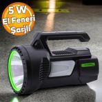 Badem10 Şarjlı Çok Fonksiyonlu Sarj Edilebilir Projektör Fener Led El Lambası Feneri 5W 4800 Mah Beyaz Işık