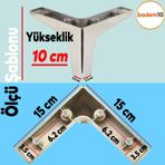 Badem10 Sedef Lüks 10 cm Parlak Krom Baza Mobilya Kanepe Sehpa TV Ünitesi Koltuk Ayağı