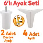 Badem10 Sedir 6'lı Set Mobilya Tv Ünitesi Çekyat Koltuk Kanepe Destek Yükseltici Ayağı 12 cm Beyaz Baza Ayakları M8 Destek - 12 cm Beyaz Baza Ayak M8 Destek