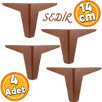 Badem10 Sedir Lüks 14 cm Ahşap Desenli Kahverengi 4 Adet Mobilya Kanepe Sehpa TV Ünitesi Koltuk Ayağı