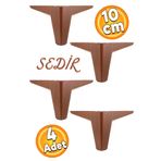 Badem10 Sedir Lüks Mobilya 10 cm Ahşap Desenli Kahverengi 4 Adet Kanepe Sehpa Tv Ünitesi Koltuk Ayağı