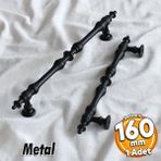 Badem10 Şehzade Kulp Mobilya Mutfak Dolabı Çekmece Dolap Kulpları Kapak Kulpu Kulbu Siyah 160 mm Metal