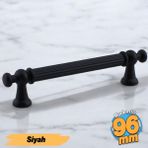 Badem10 Selçuklu (96 mm - 9.6 cm) Mat Siyah Metal Mobilya Mutfak Çekmece Dolap Dolabı Kulbu Kulpları