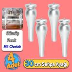 Badem10 Sembol Plastik Sehpa Ayağı 30 cm Gümüş Gri 4 Adet Mobilya Çay Orta Sehpası M8 Civatalı Ayak Ayaklar
