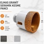 Badem10 Seramik Vakumlu Granit Panç 45 mm M14 Uyumlu Kuru Kesim Elmas Delme Açma Matkap Panç Ucu - Renkli