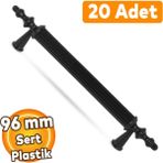 Badem10 (Sert Plastik) 20 Adet Polavit 96 mm Siyah Mobilya Mutfak Çekmece Dolap Dolabı Kulpu Kulbu Kulpları
