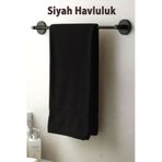 Badem10 Siyah Metal Uzun Havluluk 40 cm Duvara Monte Vidalı Lüks Banyo Havlu Askılığı Modern Mat Tasarım