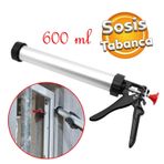 Badem10 Sosis Silikon Tabancası Alüminyum 600 ml Yapıştırma Dolgu Sosis Kartuşu Sıkma Slikon Standart
