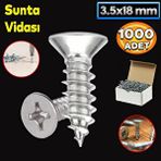 Badem10 Sunta Vidası 3.5x18 Paket 1000 ADET Sivri Uçlu Ahşap Tahta Ağaç Mobilya Ayak Kulp Vidası