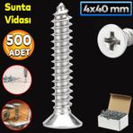 Badem10 Sunta Vidası 4x40 Paket 500 ADET Sivri Uçlu Ahşap Tahta Ağaç Mobilya Ayak Kulp Vidası
