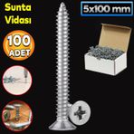 Badem10 Sunta Vidası 5x100 Paket 100 ADET Sivri Uçlu Ahşap Tahta Ağaç Mobilya Ayak Kulp Vidası