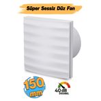 Badem10 Süper Sessiz 150 mm Duvar Tipi 12 W Kapaklı Düz Banyo WC Aspiratör Fanı Tuvalet Hava Havalandırma