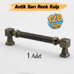 Badem10 Talas Antik Sarı Eskitme Metal 128 mm 12.8 cm Mobilya Mutfak Çekmece Dolap Kulpu Kulbu Kulpları