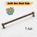 Badem10 Talas Antik Sarı Eskitme Metal 224 mm 22.4 cm Mobilya Mutfak Çekmece Dolap Kulpu Kulbu Kulpları