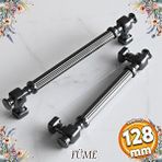 Badem10 Talas Füme Çizgili Metal Kulp 128 mm Mobilya Çekmece Dolabı Mutfak Dolap Kulpları Kulpu Kulbu