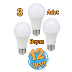 Badem10 Tasarruflu Ampul 12 W Led Lamba Beyaz E27 Duy 1150 Lümen Uzun Ömürlü 220 Volt Elektrik 3 Adet