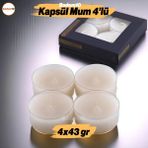Badem10 Tealight Kapsül Mum 4X43 gr Dekoratif Mumu Kandil Hediyelik Fitilli Mumluk Şamdan Krem Renk Kokulu - 1 Adet