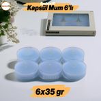 Badem10 Tealight Kapsül Mum 6X35 gr Dekoratif Mumu Kandil Hediyelik Fitilli Mumluk Şamdan Mavi Renk Kokulu - 1 Adet