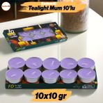 Badem10 Tealight Mum 10X10 gr Dekoratif Mumu Kandil Hediyelik Fitilli Mumluk Şamdan Lila Renk Kokusuz - Mor - 1 Adet