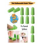 Badem10 Tek Kullanımlık Kulak Tıkacı (5 Çift) 36 Db Pu Pamuk Tıkaç Gürültü Ses Önleyici Yüzme Su Koruyucu