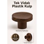 Badem10 Tek Vidalı Bohem İç Bükey Plastik Düğme Kulp Kestane Kahvesi Renk Mobilya Dolap Çekmece Kulpu Kulbu