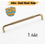 Badem10 Tırtıklı Altın Gold Metal Kulp 320 mm 32 cm Mobilya Çekmece Dolap Dolabı Modern Kapak Kulpları - 123345432