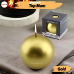 Badem10 Top Mum 8 cm Dekoratif Mumu Kandil Hediyelik Fitilli Mumluk Şamdan Metalik Boya Gold Altın Kokusuz - 1 Adet