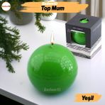 Badem10 Top Mum 8 cm Dekoratif Mumu Kandil Hediyelik Fitilli Mumluk Şamdan Metalik Boya Yeşil Kokusuz - 1 Adet