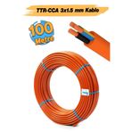Badem10 TTR CCA Çok Telli 3x1.5 mm 100 Metre Elektrik Kablosu Turuncu Renk Topraklı İletken Kablo H05VV-F
