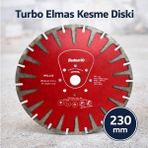 Badem10 Turbo Elmas Kesme Diski 230 mm Beton Granit Taş Mermer Kesim Spiral Taşlama Uyumlu Uzun Ömürlü - Kırmızı