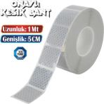 Badem10 Tüvtürk Onaylı 1 Metre Beyaz Parçalı Reflektörlü Reflektif Fosforlu Şerit Bant Kesikli İkaz Bandı
