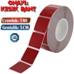 Badem10 Tüvtürk Onaylı 5 Metre Kırmızı Parçalı Reflektörlü Reflektif Fosforlu Şerit Bant Kesikli İkaz Bandı