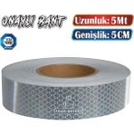 Badem10 Tüvtürk Onaylı Bant Beyaz 5 Metre 5 cm Belgeli Reflektörlü Reflektif Fosforlu Şerit Bant Ikaz Bandı