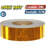 Badem10 Tüvtürk Onaylı Bant Sarı 5 Metre 5 cm Belgeli Reflektörlü Reflektif Fosforlu Şerit Bant Ikaz Bandı