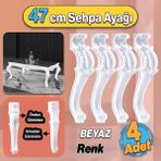 Badem10 Valenta Plastik Sehpa Ayağı 47 cm Beyaz Renk 4 Adet Mobilya Zigon Çay Orta Sehpası Ayak Ayakları