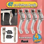 Badem10 Valenta Plastik Sehpa Ayağı 47 cm Krem Kahve 4 Adet Mobilya Zigon Çay Orta Sehpası Ayak Ayakları