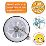 Badem10 Vantilatör Banyo Wc İşyeri Havalandırma Aspiratörü Fanı Kirli Hava Kötü Koku Metal 250 mm