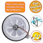 Badem10 Vantilatör Banyo Wc İşyeri Havalandırma Aspiratörü Fanı Kirli Hava Kötü Koku Metal 300 mm