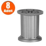 Badem10 Venüs Mobilya Masa Puf Sehpa Tv Ünitesi Ayağı Saten 8 cm 8x Gri Baza Ayak