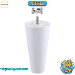 Badem10 Vidalı Aparat Dahil Düz 14 Cm (BEYAZ) Plastik Mobilya Yükseltici Yükseltme Koltuk Kanepe Ayağı Baza Ayakları