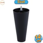 Badem10 Vidalı Düz Plastik Ayak 14 Cm (SİYAH) Mobilya Yükseltici Yükseltme Koltuk Kanepe Ayağı Baza Ayakları