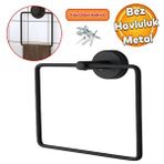 Badem10 Vidalı Kare Siyah Havluluk Lavabo Banyo Mutfak Aparat Standı Bez Havlu Askısı Paslanmaz Metal
