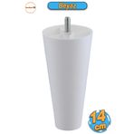Badem10 Vidalı (M8 INCE DİŞ) Plastik Ayak 14 Cm (BEYAZ) Mobilya Yükseltici Koltuk Kanepe Ayağı Ayakları